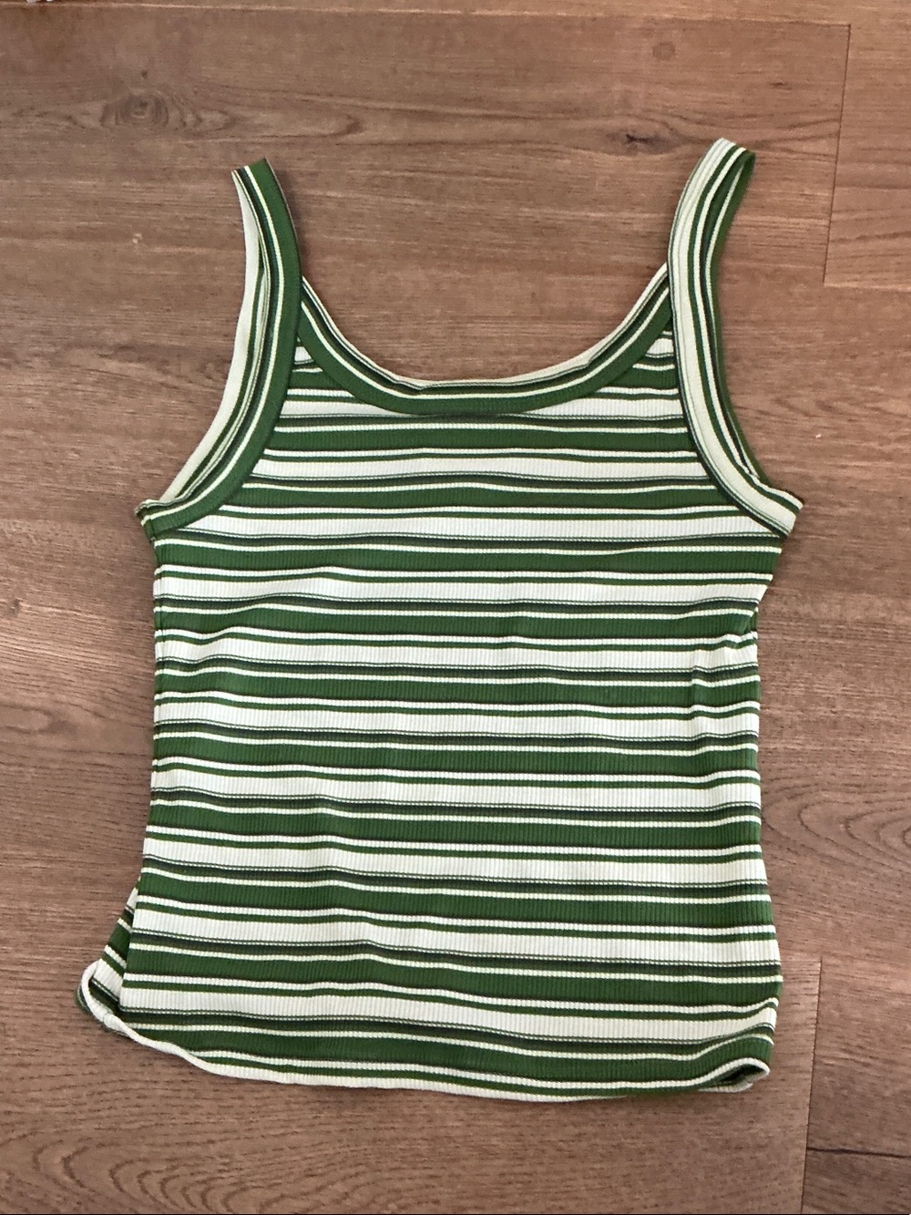 Reformation Green and White Striped Ribbed Tank